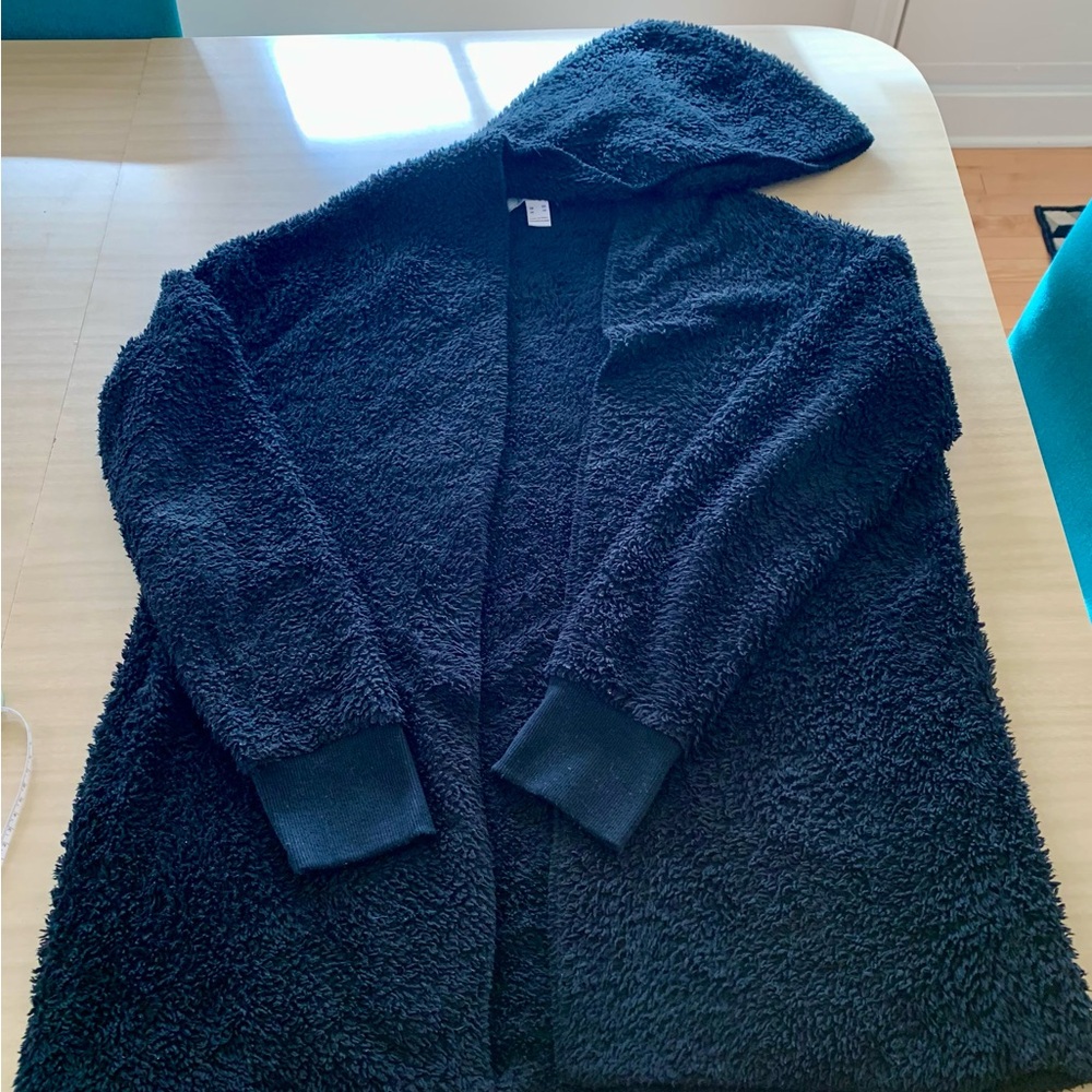 🍄3/29🍄Revamped Black Fuzzy Sherpa Cardigan/ hoodie